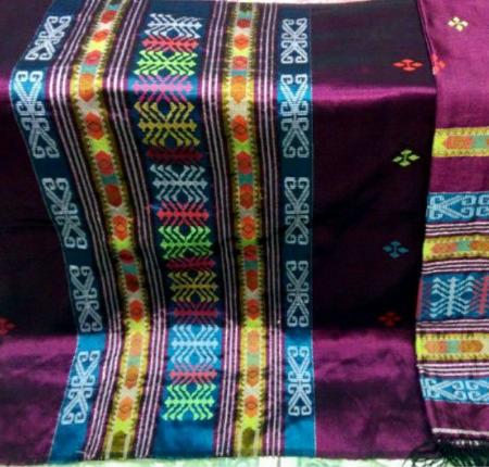 Sutra Hongkong Motif Gorga Laba2 Asli Tenun Tangan Bahan Tebal & Kilat