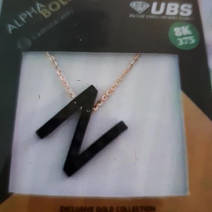 Kalung alpha bold huruf N hitam UBS 8K 375
