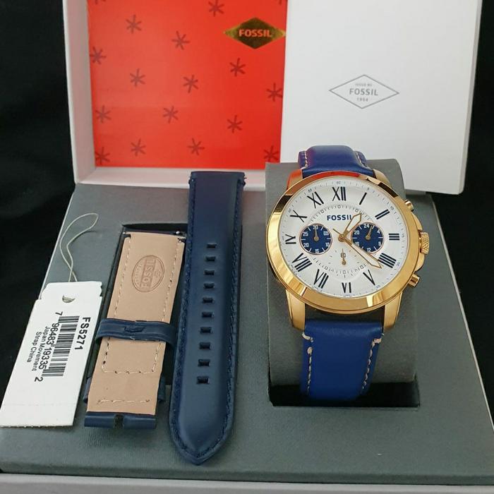 Jam Tangan Pria Fossil Grant FS 4885 5183 5271 5151 5241 Fullset Tali