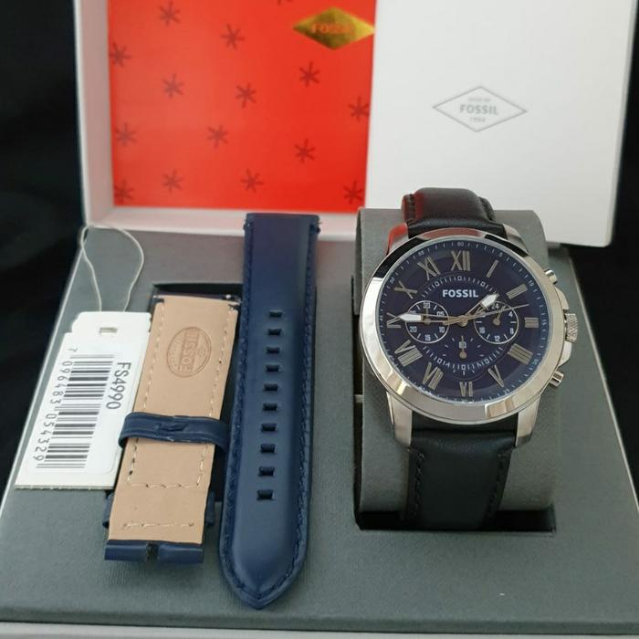 Jam Tangan Pria Fossil Grant FS 5210 4990 5297 4991 5241 Fullset Tali
