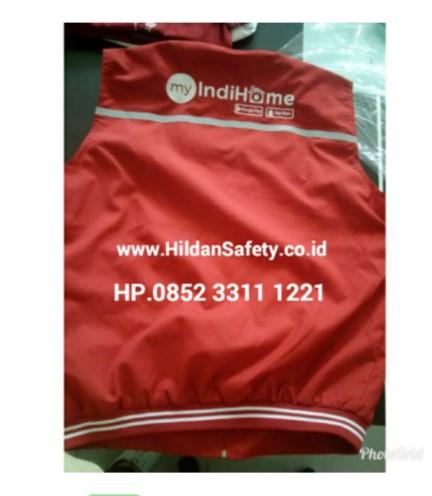 Rompi Vest Telkom INDIHOME Merah Putih Bahan Parasut Taslan