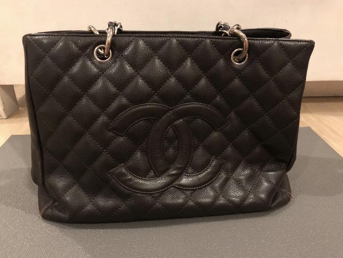 PRELOVED TAS CHANEL GRAND SHOPPING TOTE CAVIAR AUTHENTIC ASLI+ ORI BOX