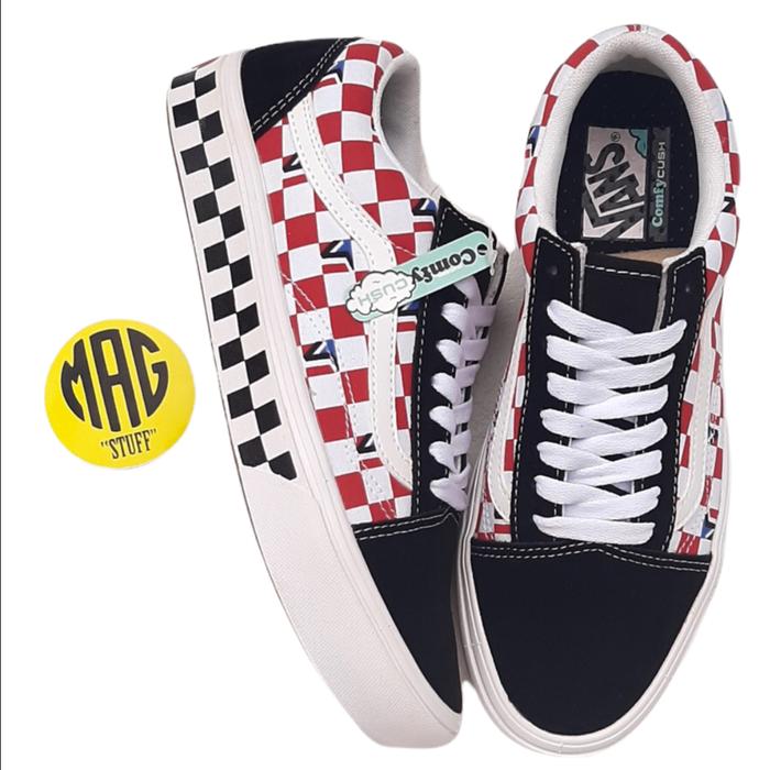 Vans Oldskool Dimension Checkerboard Black Red Comfycush