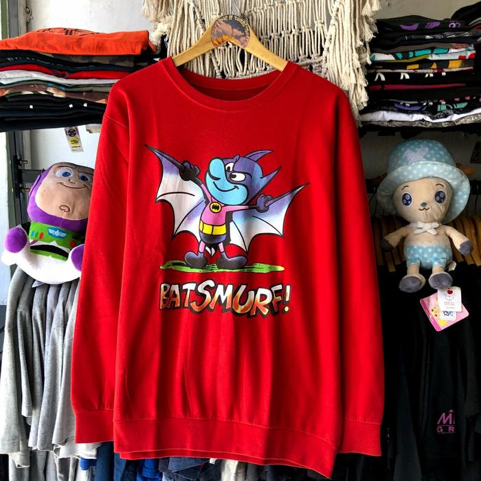 BATSMURFT CREWNECK SWEATER COWOK CEWEK SECOND THRIFTTING MURAH