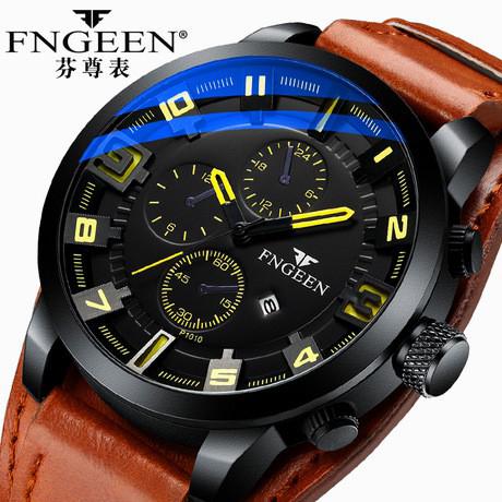 JAM TANGAN PRIA IMPOR FNGEEN ORIGINAL KULIT COKLAT TAHAN AIR KEREN