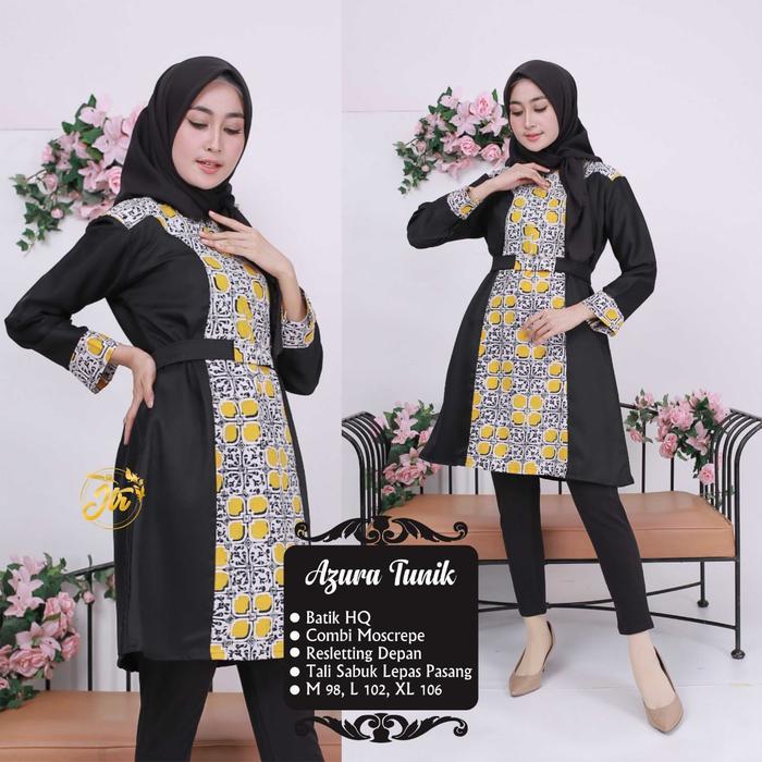 TUNIK BATIK KOMBINASI MOSCRAPE ATASAN MUSLIMAH TUNIK REMAJA AZURA