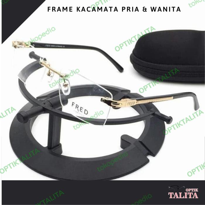 FRAME KACAMATA / kacamata frameless premium super pria wanita