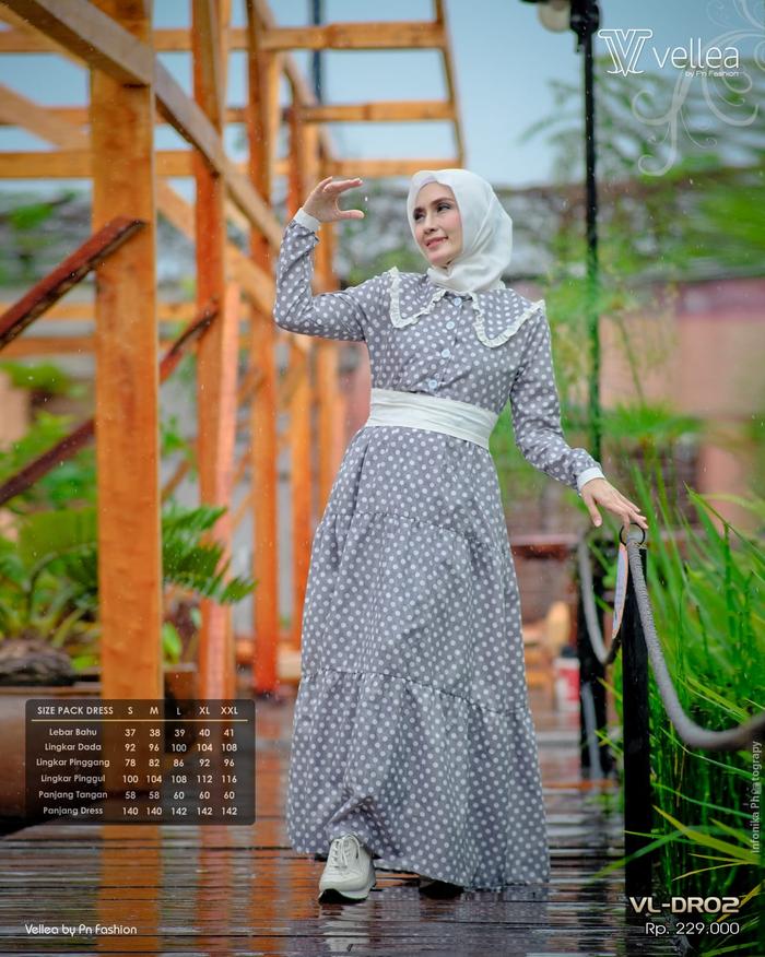 GAMIS MUSLIMAH PN FASHION VELLEA VL-DR02 ABU