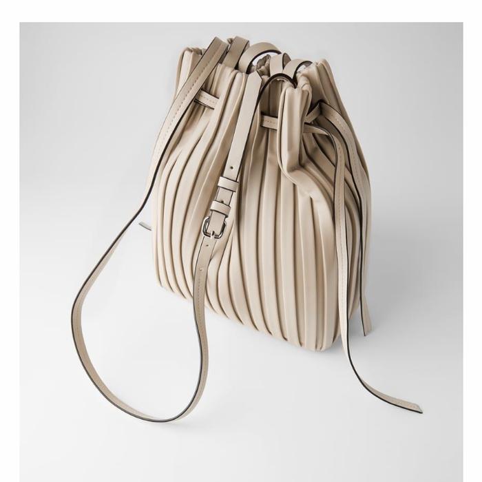 ZARA Pleated Bucket Bag - Cream (Ori)
