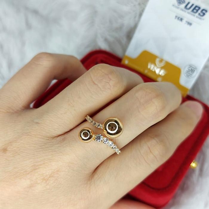 DDCC201 Cincin Bola Permata Wanita UBS Gold Asli 2.990gr 700% 16K No16
