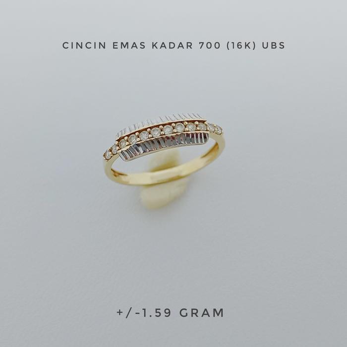 Cincin Emas Kadar 700 (16K) UBS Berat +/- 1.59 gram