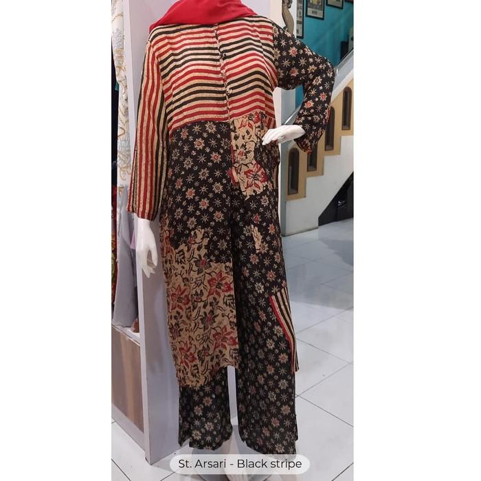 Setelan ARSARI by Limru Sallaco Baju Pakaian Wanita Oneset Set Tunik + Kulot Bahan Batik Dobby