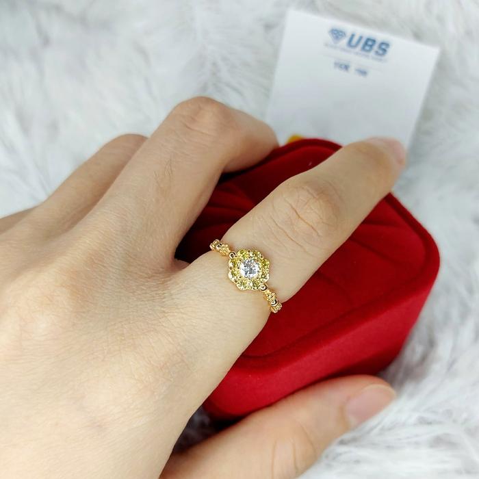 DDCC203 Cincin Flower Ulir Bola Permata Wanita UBS Gold 1.590gr 700%