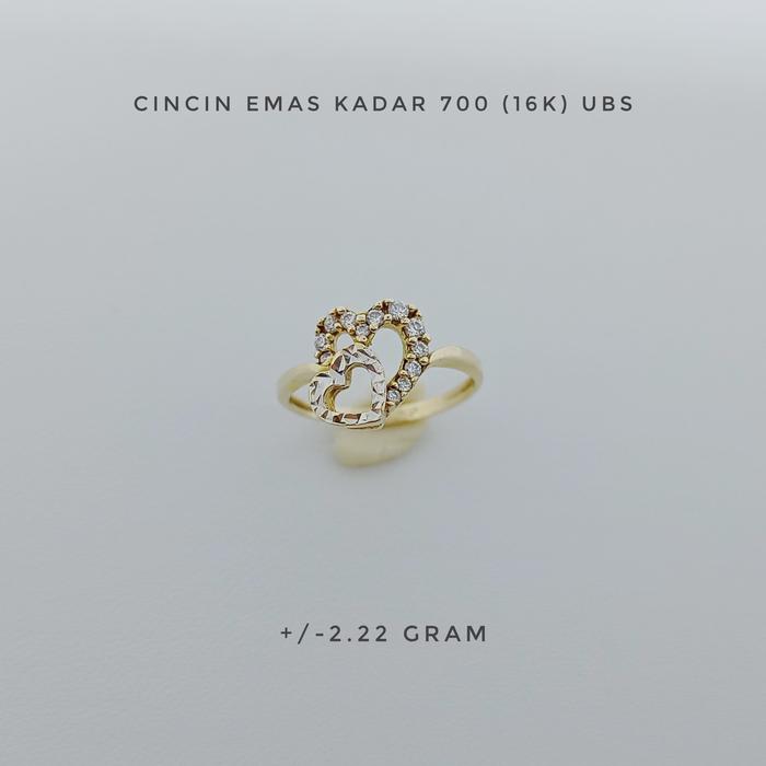 Cincin Emas Kadar 700 (16K) UBS Berat +/- 2.22 gram
