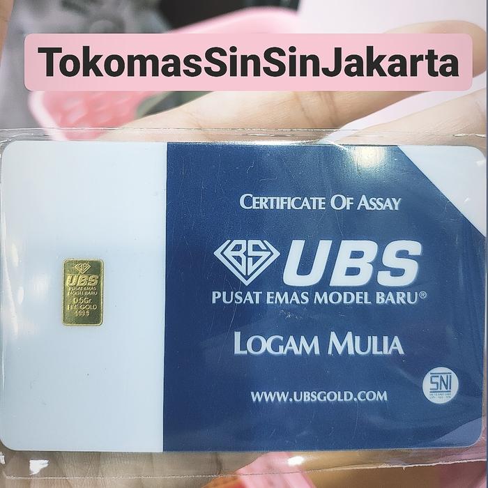 Lm ubs 0.5 gram logam mulia emas batang