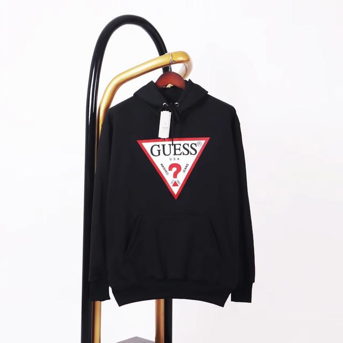 SWEATER HOODIE GUESS PREMIUM HITAM SABLON AUTHENTIC FULL TAG & LABEL
