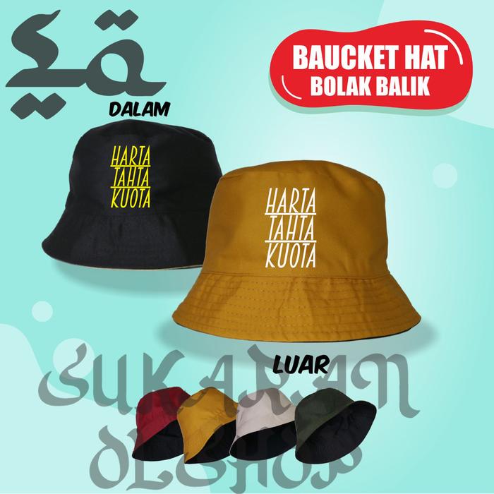 Topi bucket hat unisex pria harta tahta kuota