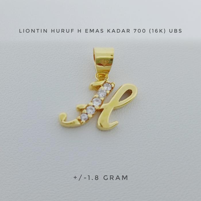 Liontin Huruf H Emas Kadar 700 (16K) UBS Berat +/- 1.8 gram