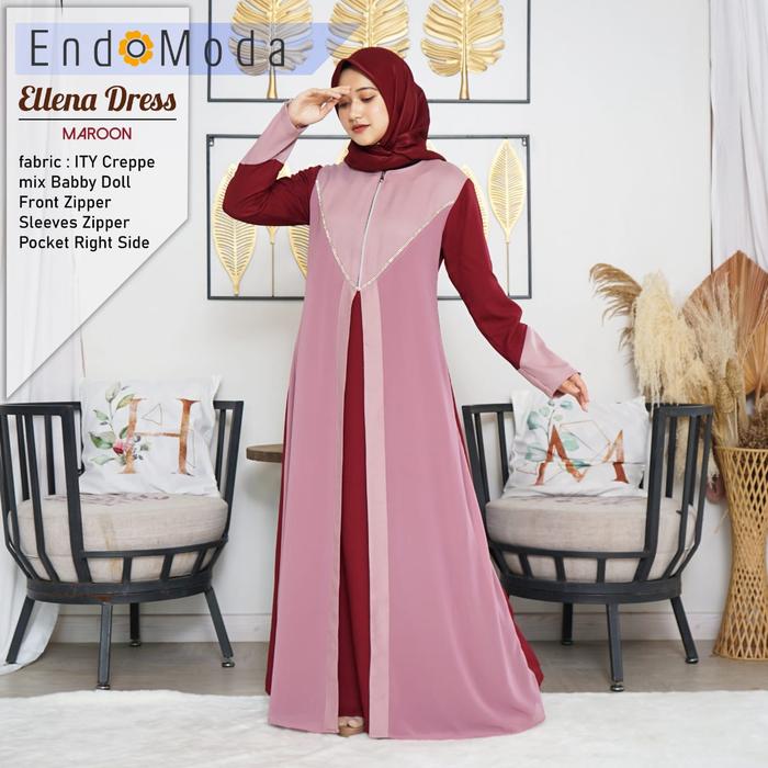 GAMIS MUSLIMAH ENDOMODA ELLENA DRESS MAROON
