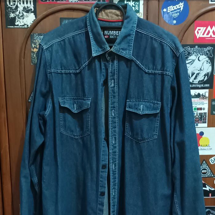 Kemeja Denim Pria, Number Sixty One 61