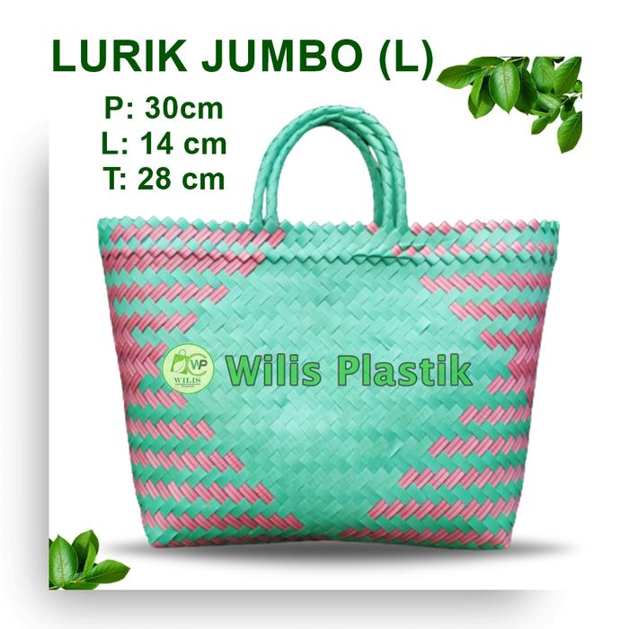 Wilis Plastik Tas Anyaman Plastik Lurik Jumbo 30x14x28 cm Untuk Souvenir Parcel Hampers Belanja Tas