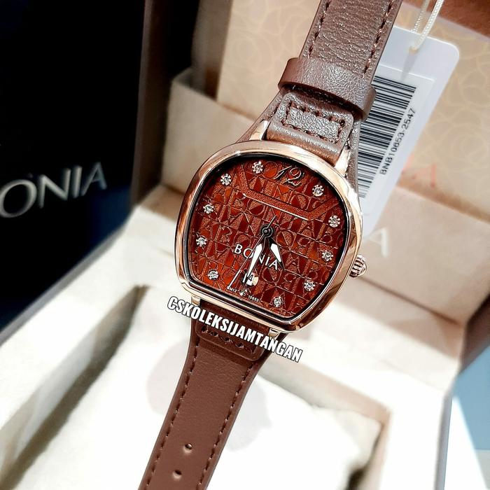 JAM TANGAN WANITA BONIA SONIA BNB10653-2547 MONOGRAM BROWN ORIGINAL