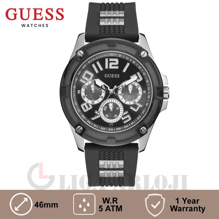 GUESS GW0051G1 Original DELTA Jam Tangan Pria Analog BLack Rubber