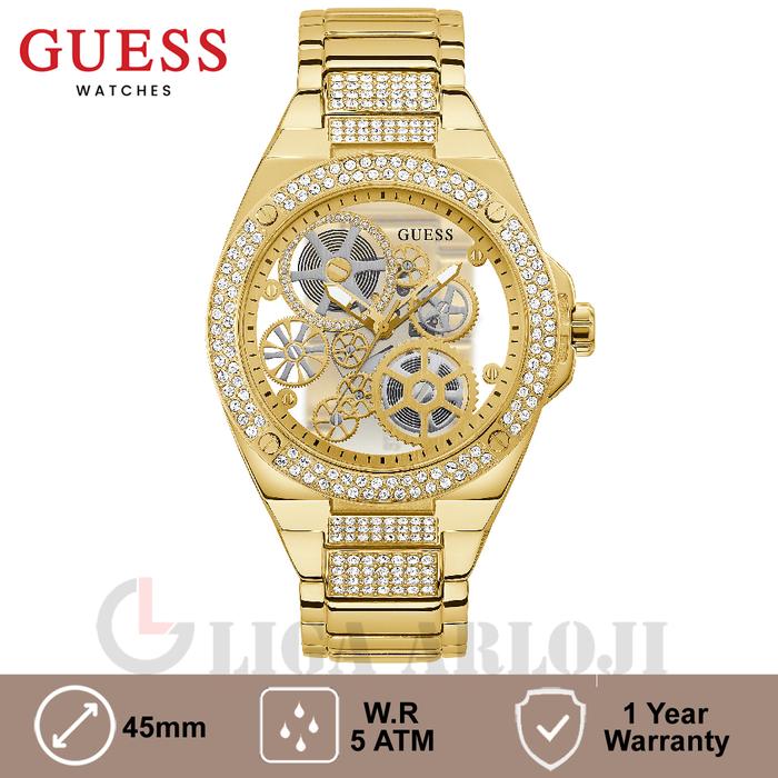 GUESS GW0323G2 Original BIG REVEAL Jam Tangan Pria Analog Gold