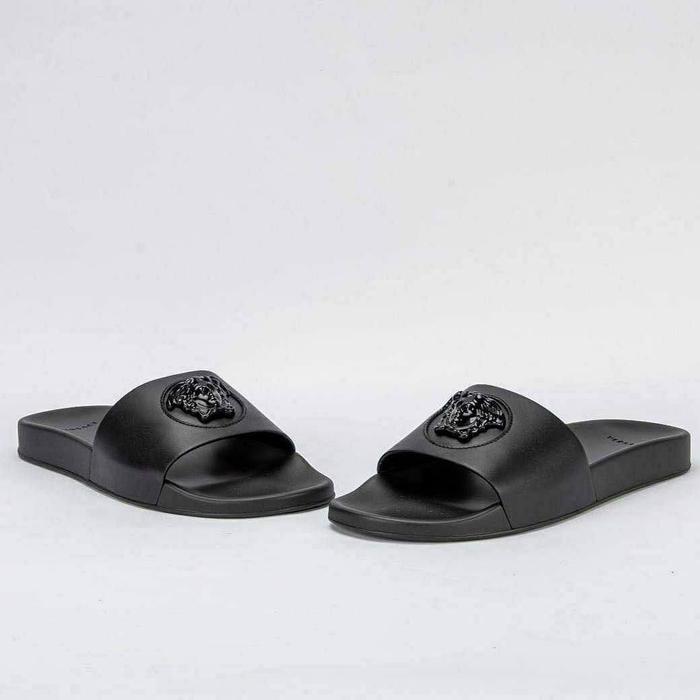 Versace La Medusa Leather Sandal Slides Slippers