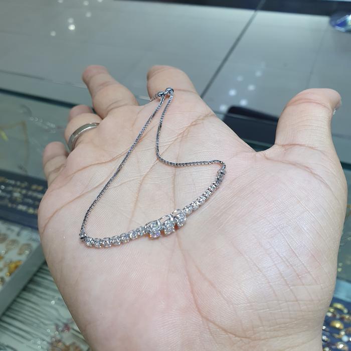 gelang serut listring diamondlook emas 750 putih