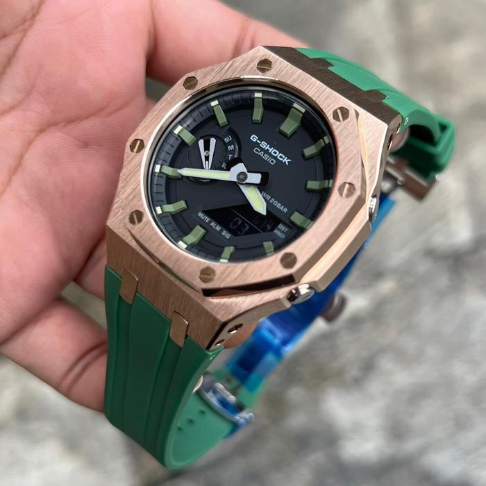 Gshock Casioak Ga2110 SU-3ADR Original & Garansi Rosegold Rubber green