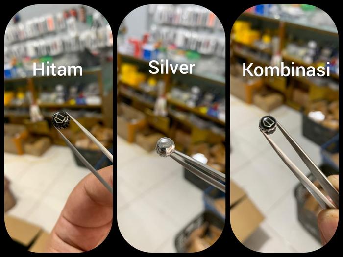 KNOP CROWN STEM AS JAM TANGAN LOGO T4G HEUER SIZE 6 HITAM SILVER COMBI