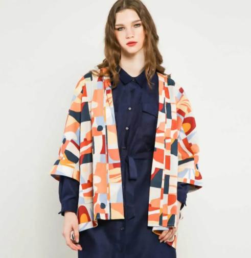 CottonInk Santorini Nayan Long Sleeve Outer Wanita - MultiColor