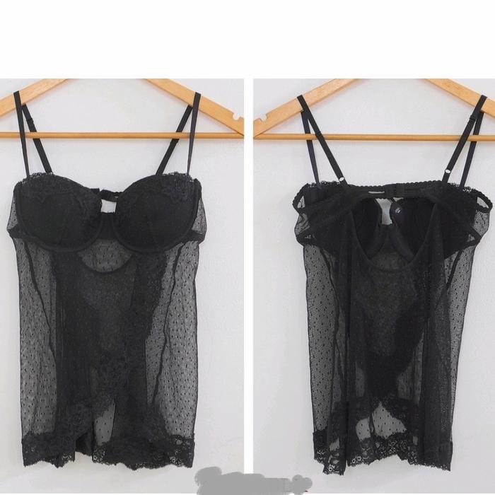 H&M Black Sexy LINGERI DRESS TIDUR BRA (LASENZA VICTORIA SECRET VS HNM