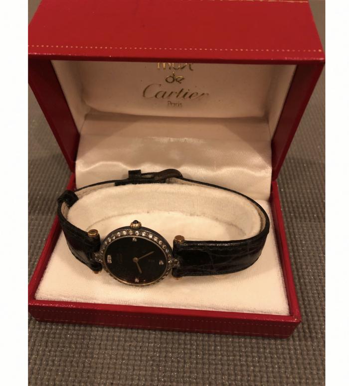 PRELOVED WATCH WANITA CARTIER VINTAGE WITH DIAMONDS AUTHENTIC ASLI+BOX
