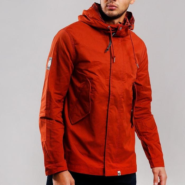Pretty Green Cotton Zip Up Hooded Jacket Orange Original