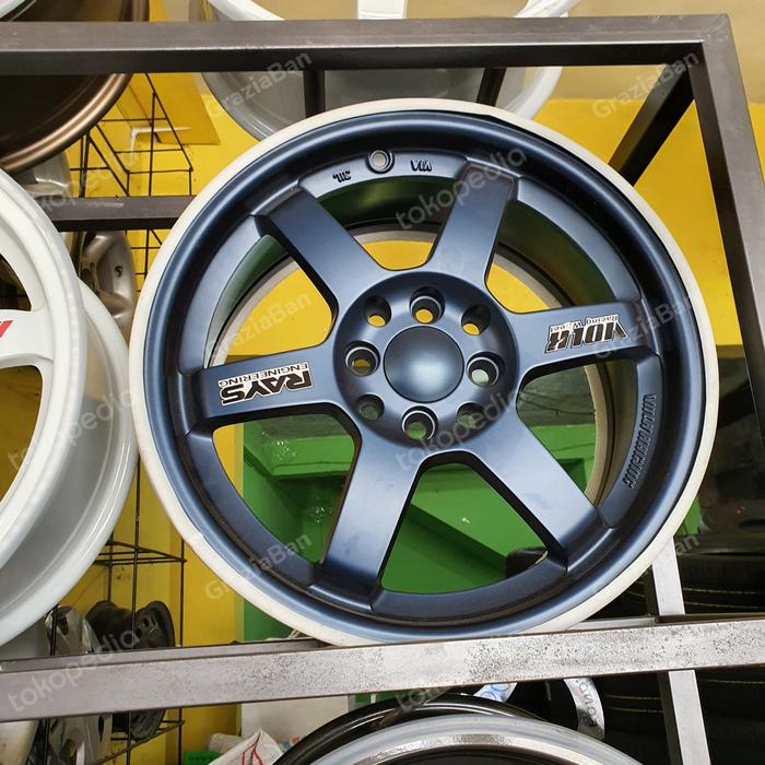 velg mobil volk rays te37 r16 16x7 et40 4x100 4x114.3 blue
