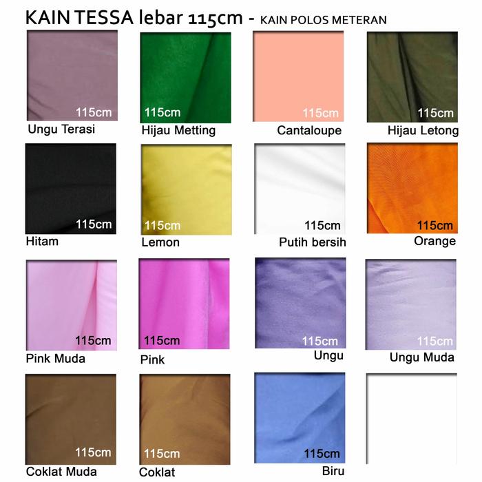 Kain Tessa Tesa Ungu Terasi Hijau Hitam Pink Biru Kain Polos Meteran