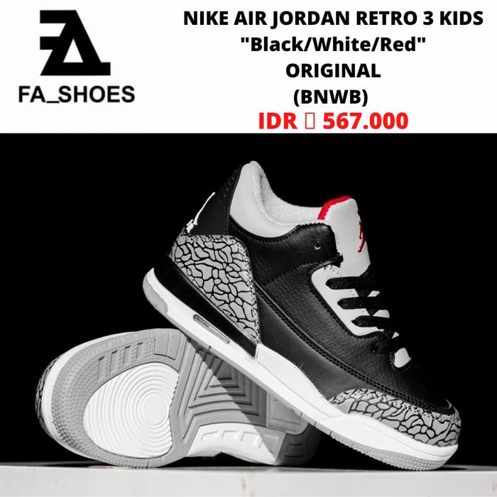 sepatu anak laki-laki Nike Air Jordan Retro 3 "Original (BNWB)