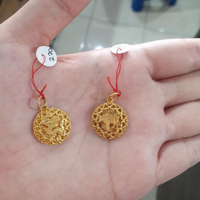 liontin emas shio naga kerbau emas asli