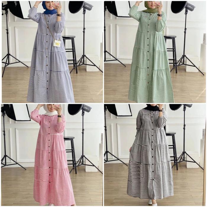 winda maxi rumple salur/longdress winda kombinasi salur/gamis salur
