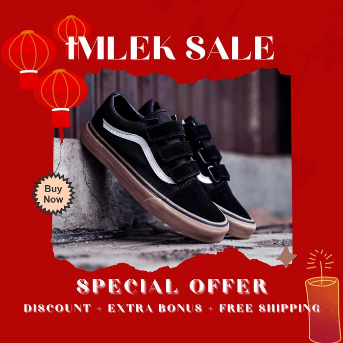 Vans Old Skool Velcro Classic Black Gum Original - BNIB