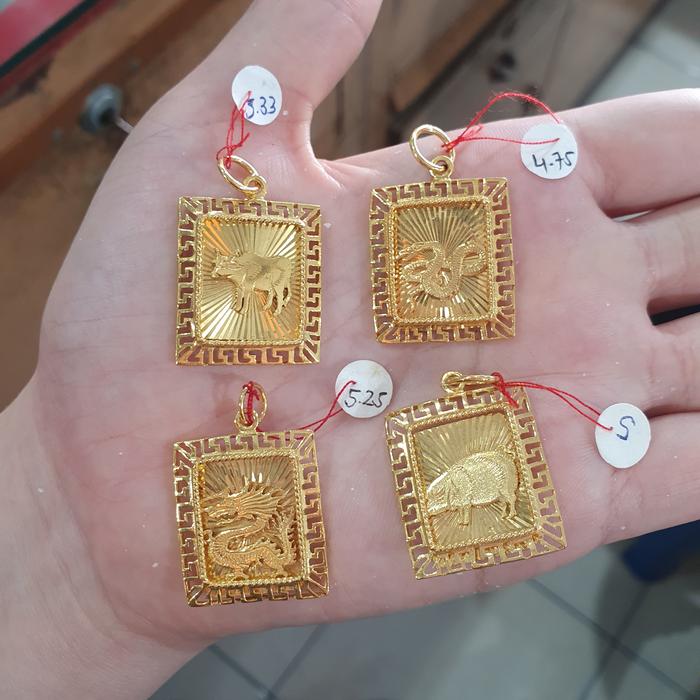 liontin shio kerbau ular naga babi liontin emas shio asli