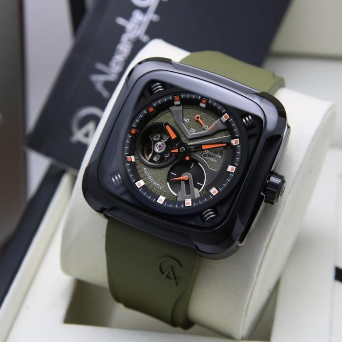 ALEXANDRE CHRISTIE AUTOMATIC AC 6577 AC6577 BLACK GREEN PRIA ORIGINAL
