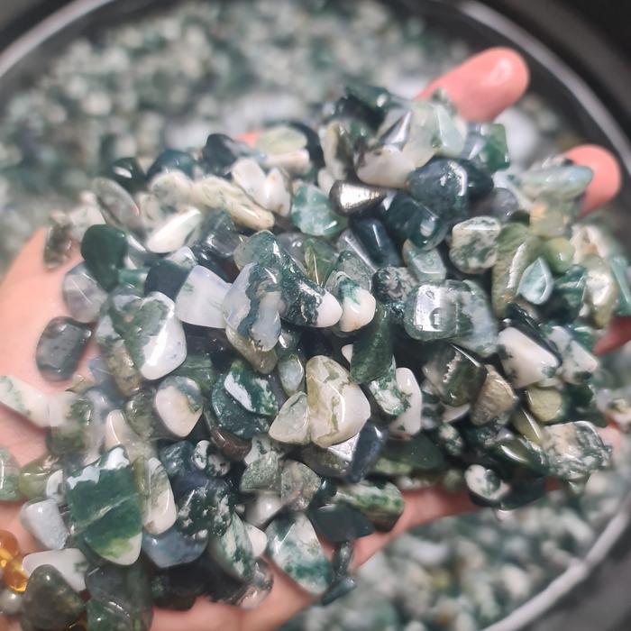 MOSS AGATE CHIPS B PAKET 100GRAMS