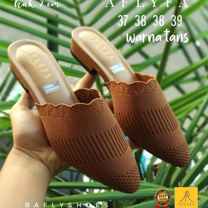 Fashion Wanita Sandal Wanita Aflyfa Hak 2cm Bahan Rajut Import