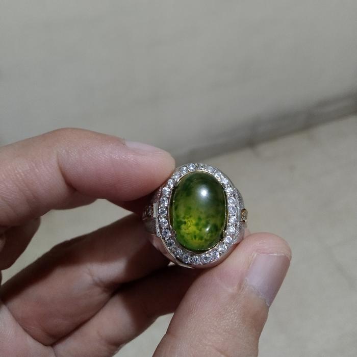 Natural Idocrase Lumut Aceh Totol Sayur Ring Perak
