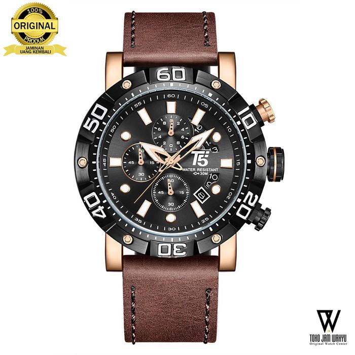 T5 H3855G-A Jam Tangan Pria - Rosegold - Brown