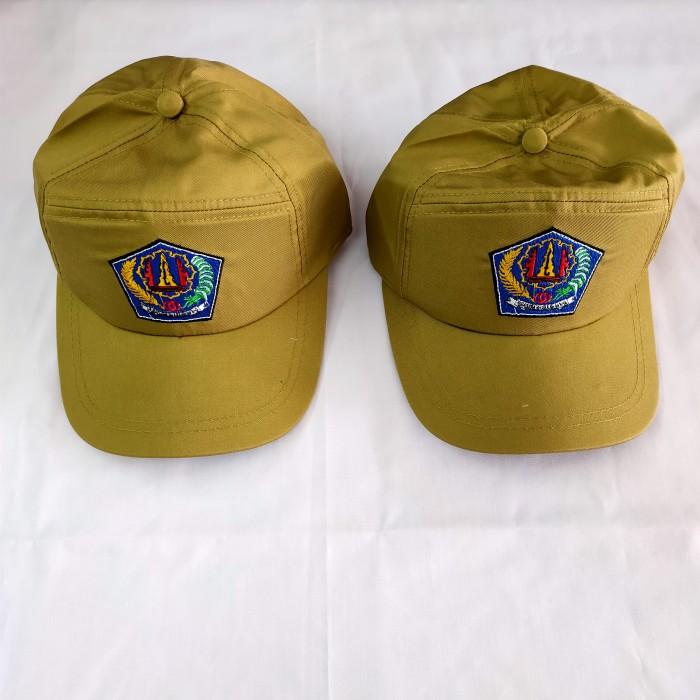 Topi PNS Warna Khaki Logo Denpasar |Topi Bed Logo Denpasar PNS