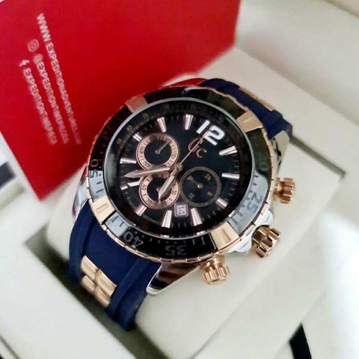Jam Tangan Pria Guess Collection GC ChronoGraph Rubber Ori BM 4.5cm